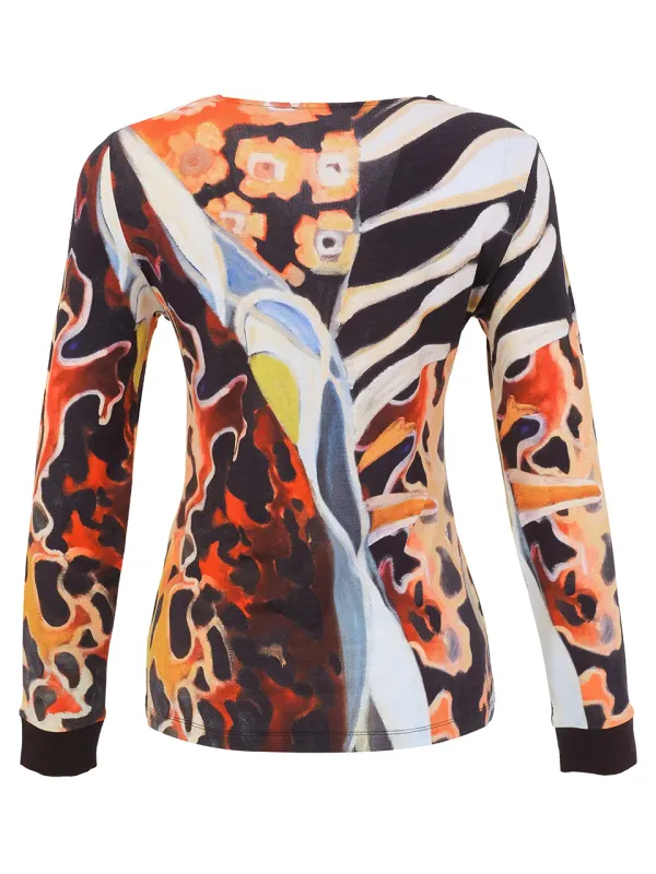Dolcezza By Wild Curves: Animal Canvas Art V Neck Top (76710) Back