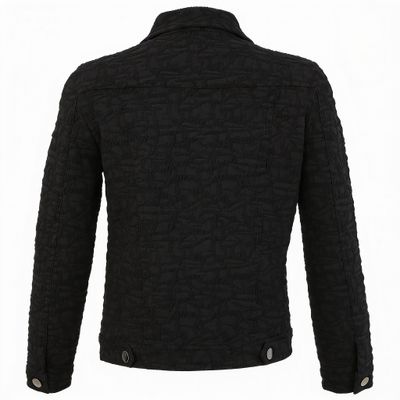 Dolcezza By Wild Curves: Nocturnal Waves Soft Knit Moto Jacket In Black (76203) Back