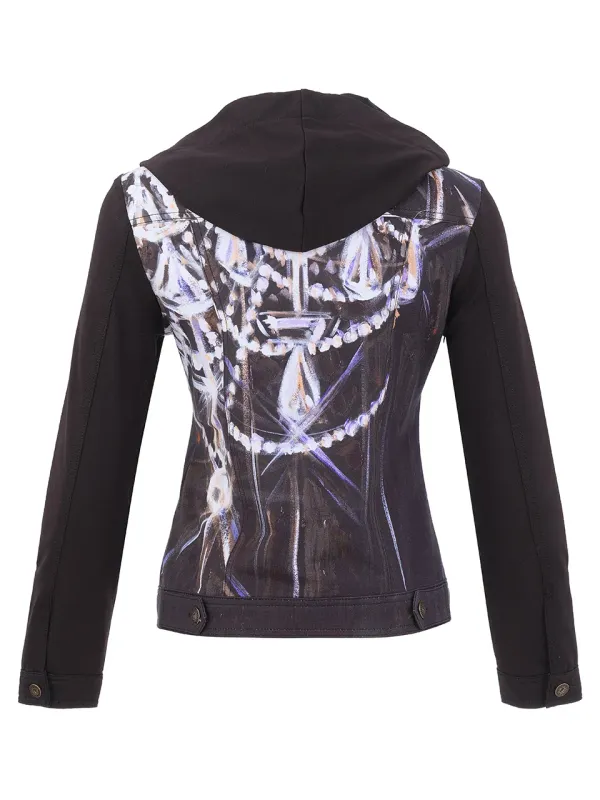 Dolcezza By Wild Curves: Chandelier Art Hoodie Zip Jacket (76656) Back
