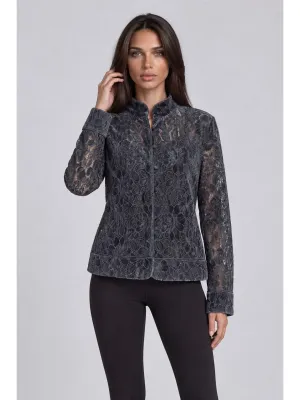 Adore By Wild Curves: Floral Velvet Lace Jacket Front
