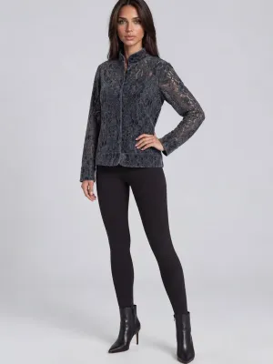 Adore By Wild Curves: Floral Velvet Lace Jacket Front 1