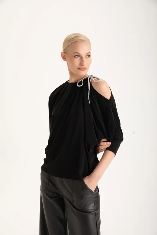 Isle Apparel By Wild Curves: Open Shoulder Juniper Bow Top Front