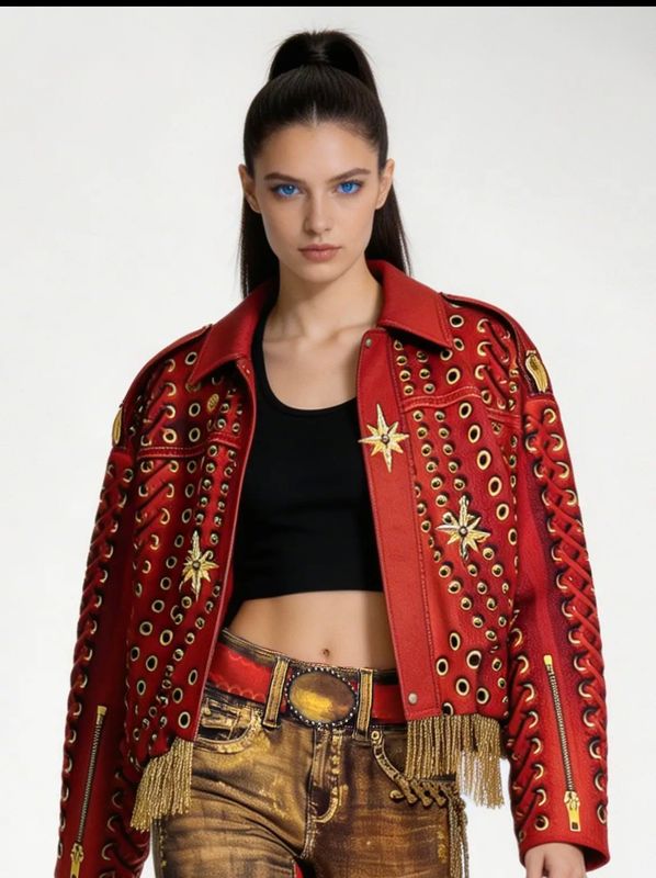 IPNG By Wild Curves: Red Rock Illusion Bomber Jacket