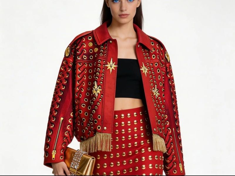 IPNG By Wild Curves: Red Rock Illusion Bomber Jacket