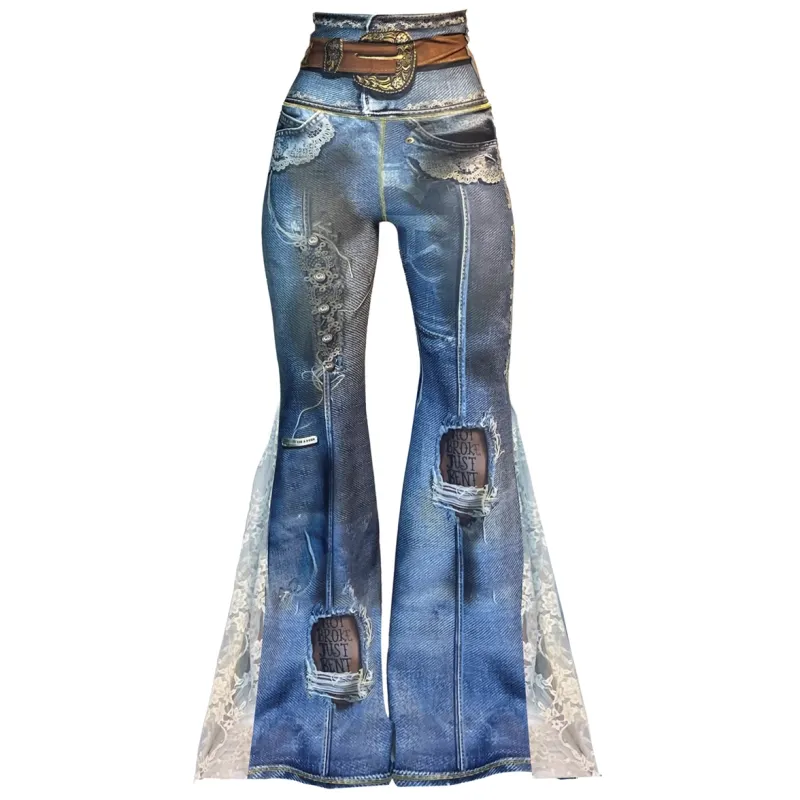 IPNG By Wild Curves: Looks Like Denim Illusion Flared Pant Front 1