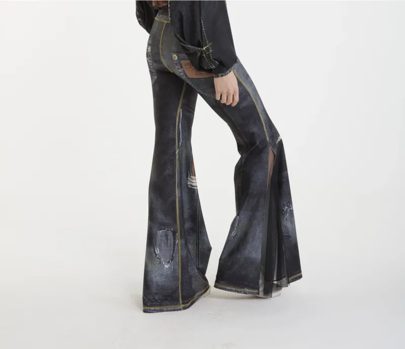 IPNG By Wild Curves: Not Broke, Just Bent Denim Fairytale Illusion Comfort Pants Back