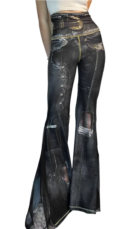 IPNG By Wild Curves: Not Broke, Just Bent Denim Fairytale Illusion Comfort Pants Front