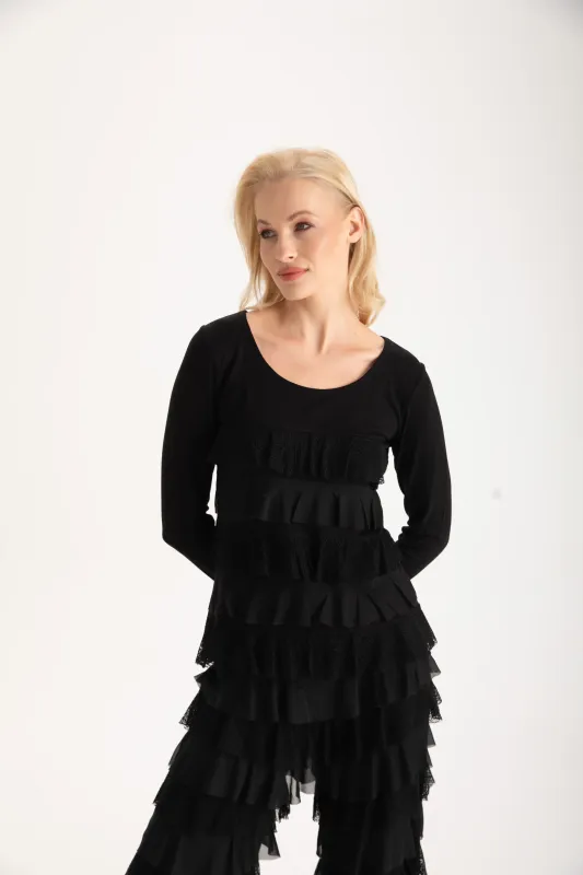 Isle Apparel By Wild Curves: Black Lace  Cha Cha Top Front 2