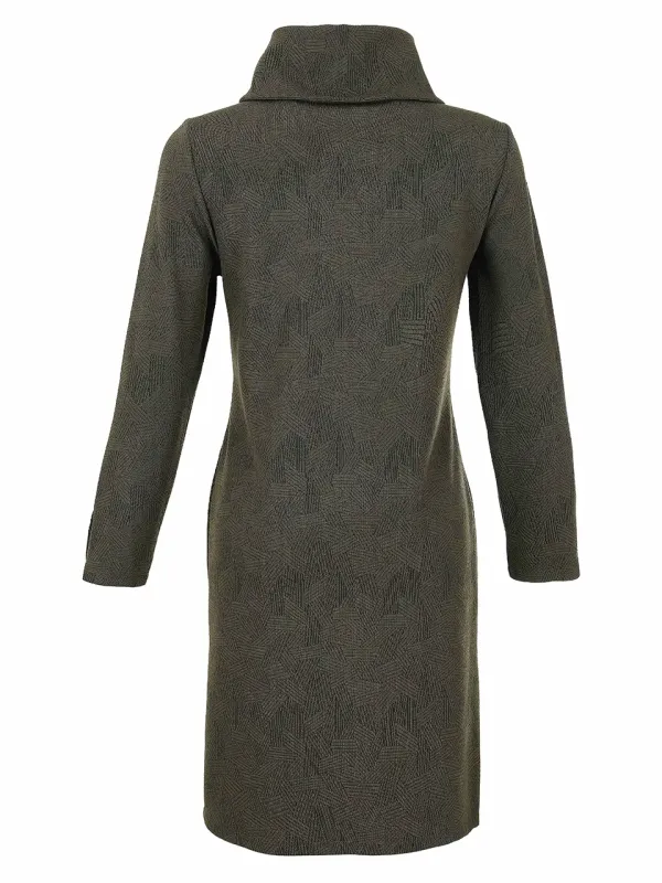Dolcezza By Wild Curves: Shadow Grid Dress In Khaki (76218) Back