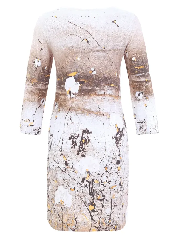 Dolcezza By Wild Curves: Breeze Of Gold And Silver Art Dress (76605) Back