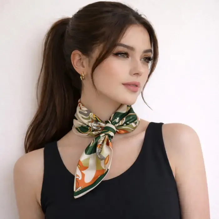 Winding River By Wild Curves: Green Tassel Loop Scarf Front