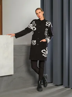 Dolcezza By Wild Curves: Flower Sketch Knit Jacket (76308) Front