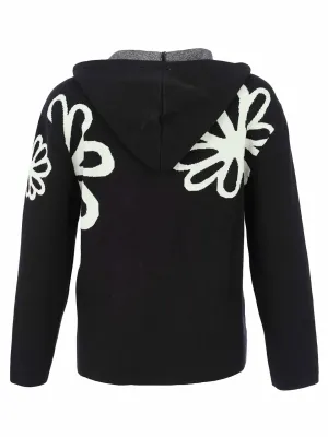 Dolcezza By Wild Curves: Flower Sketch Knit Hoodie Zip Up (76307) Back