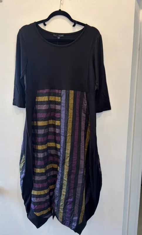 Kozan By Wild Curves: Jessica Dress In Plum Crushed Stripes (RC-1913) Front
