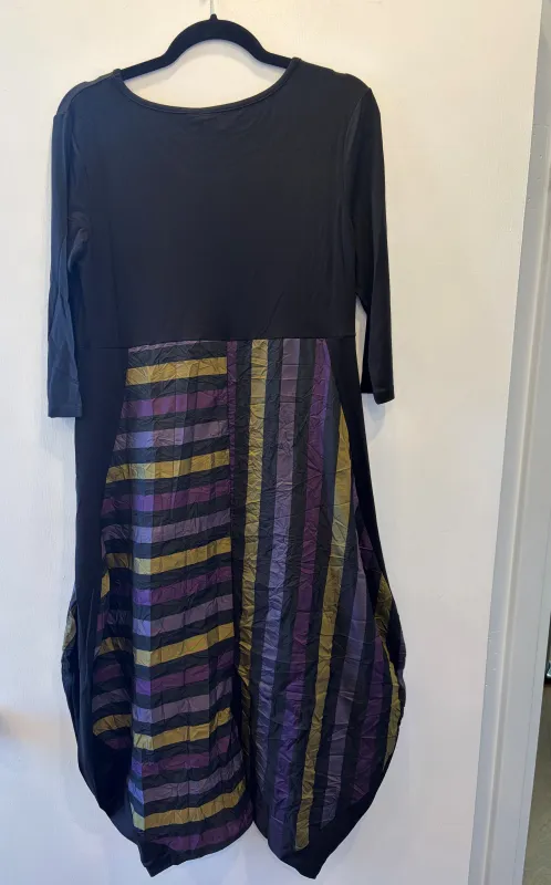 Kozan By Wild Curves: Jessica Dress In Plum Crushed Stripes (RC-1913)