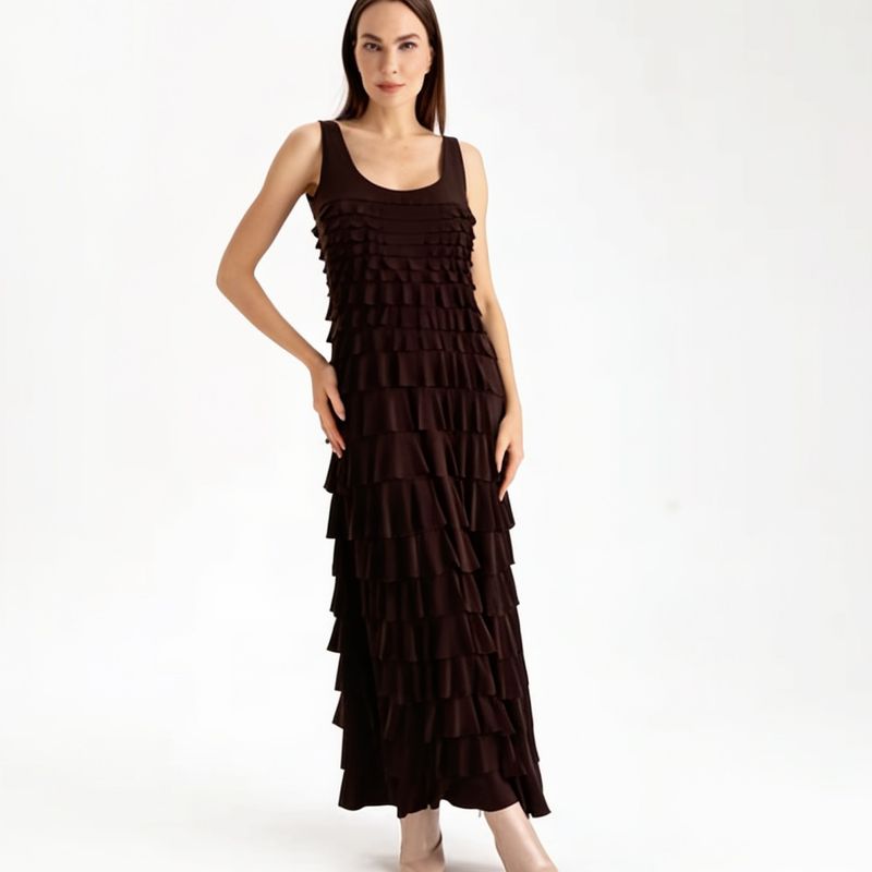 Isle Apparel By Wild Curves: Cha Cha Chocolate Mesh Maxi Dress