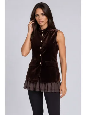 Adore By Wild Curves: Sleeveless Velvet Tunic with Layered Chiffon Hem Front