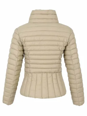 Dolcezza By Wild Curves: Padded Asymmetric Zipped Jacket In Taupe (76802) Back
