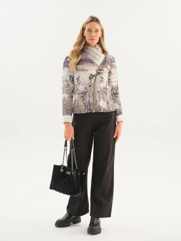 Dolcezza By Wild Curves: Breeze Of Gold Art Quilted Puffer Jacket (76825) Front 1