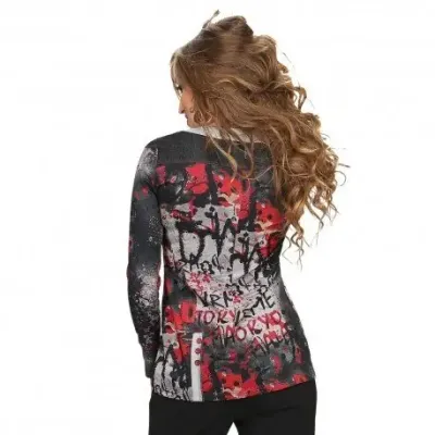 S'Quise Paris: Graffiti Asymmetrical Denim Patchwork Tunic