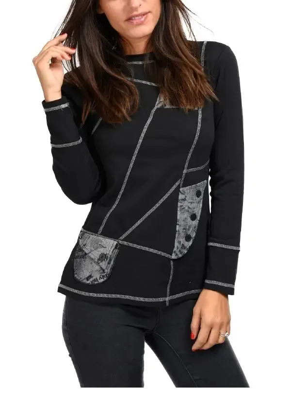 S'Quise Paris: Inverted Pocket Printed Top (2 Left!)