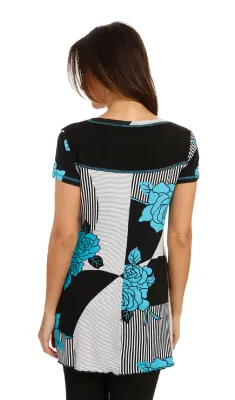 S'Quise Paris: Blue Rose Crinkled Hem Tunic