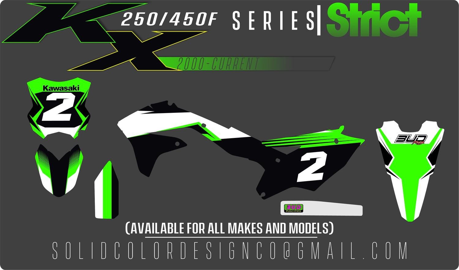 2018 Kawasaki KX450/250f "Strict" Series Graphics Kit