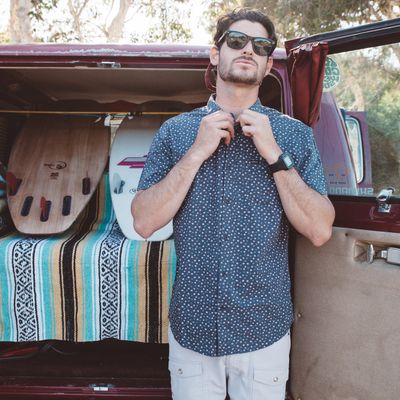 Mens- Flower Woven Button-Up