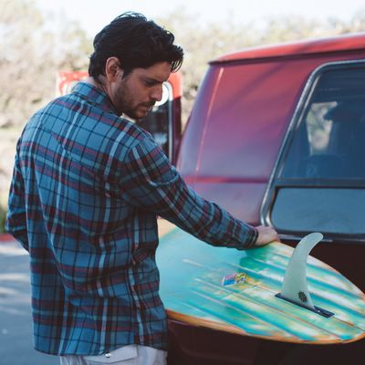 Mens- Double Pocket Blue Flannel