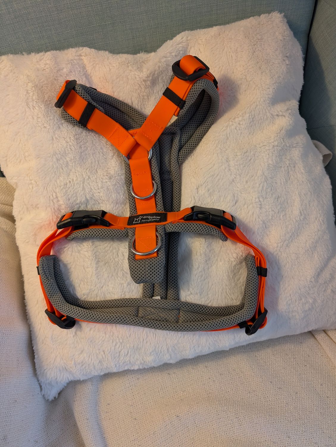 Biothane Geschirr Happy grau/orange S/M 25mm