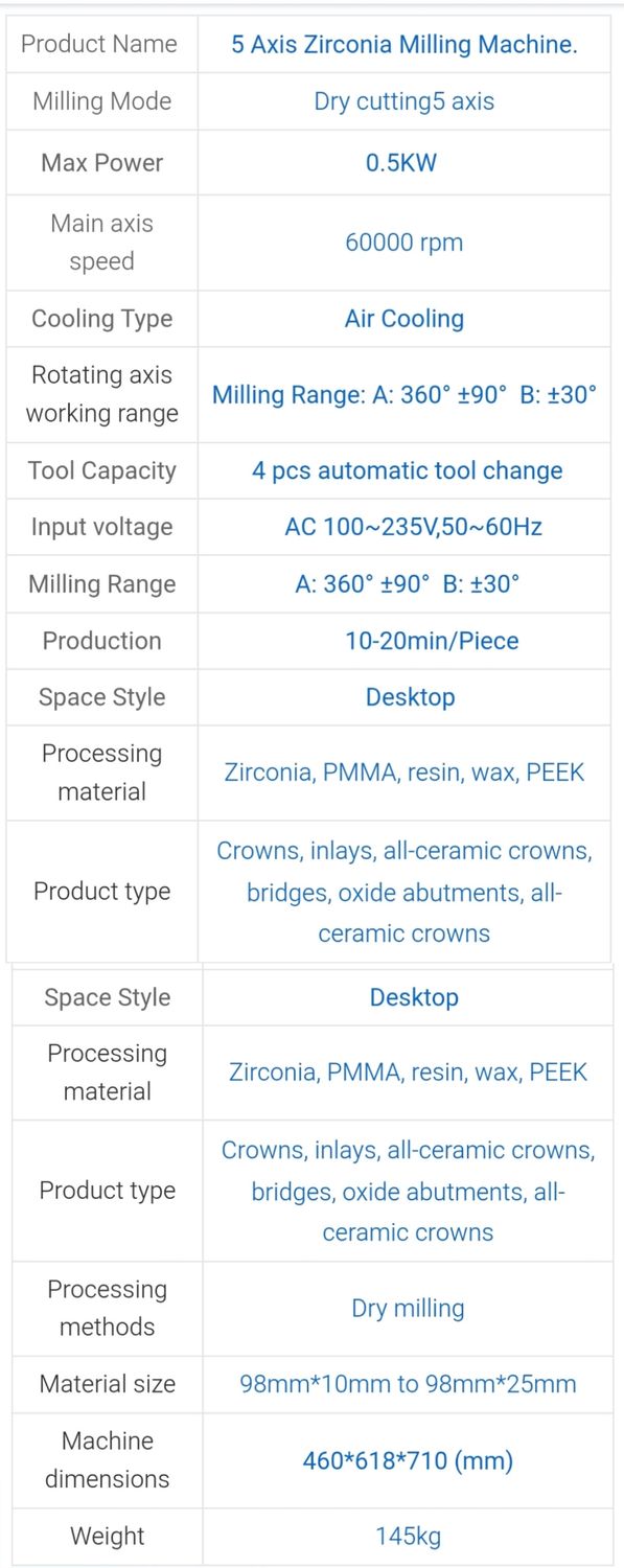 F5Z Milling machine (Zirkonia, PMMA, PEEK, Wax)