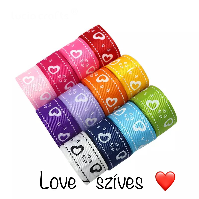 Love - szíves szalag szett - választható vegyesen 6 szín