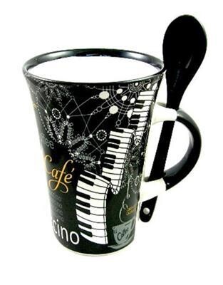 Cappuccino Mug with Spoon Piano