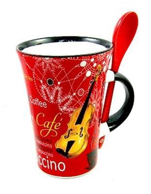 Cappuccino Mug with Spoon Violin