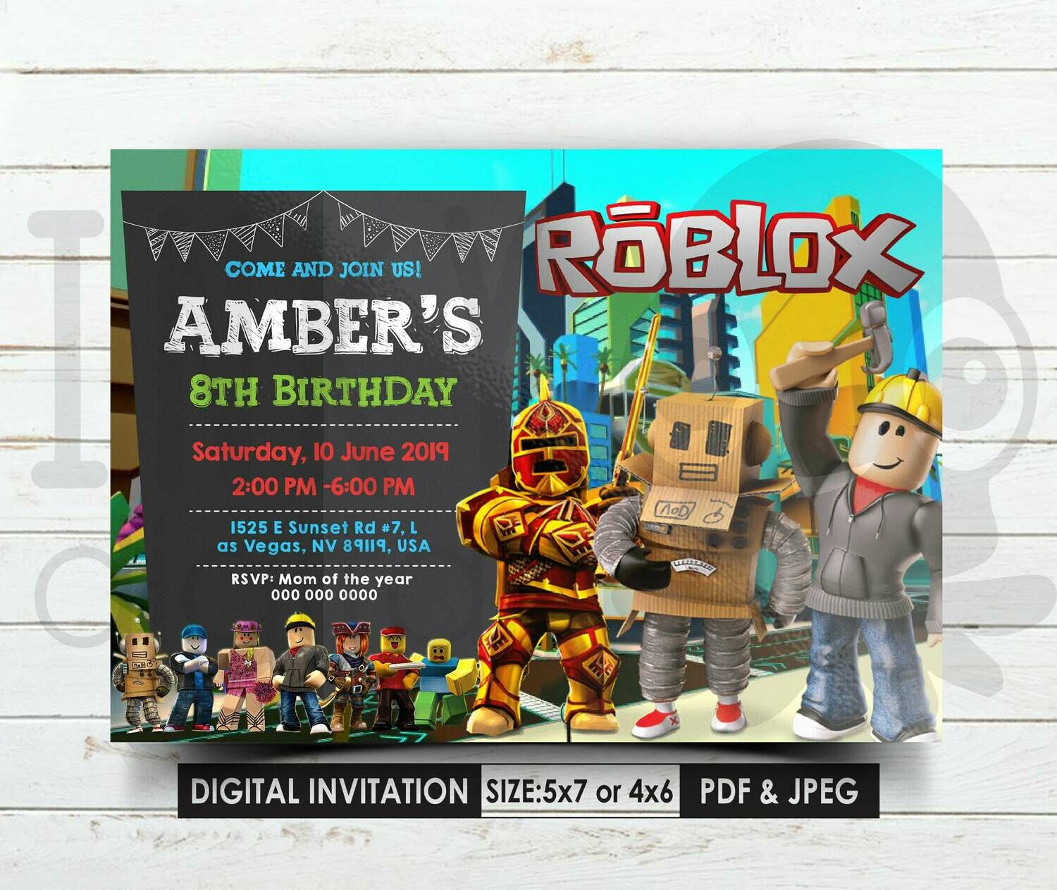 Roblox Invitations Roblox Invitation Roblox Birthday Roblox Birthday Party Roblox Theme - roblox birthday invitation roblox invite roblox party