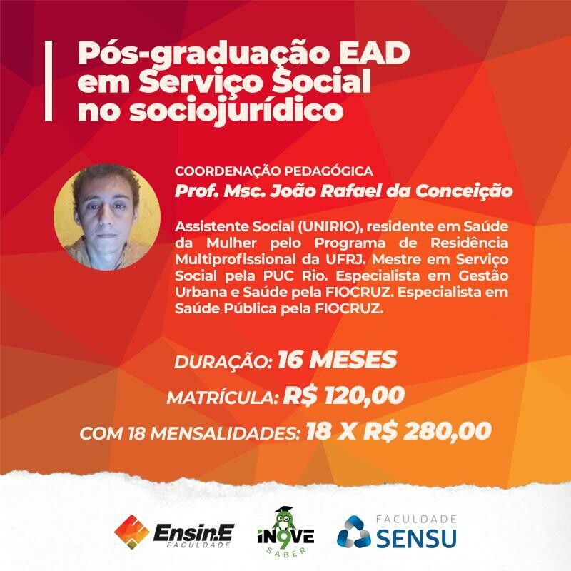 PÓS-GRADUAÇÃO EAD EM SERVIÇO SOCIAL NO SOCIOJURÍDICO