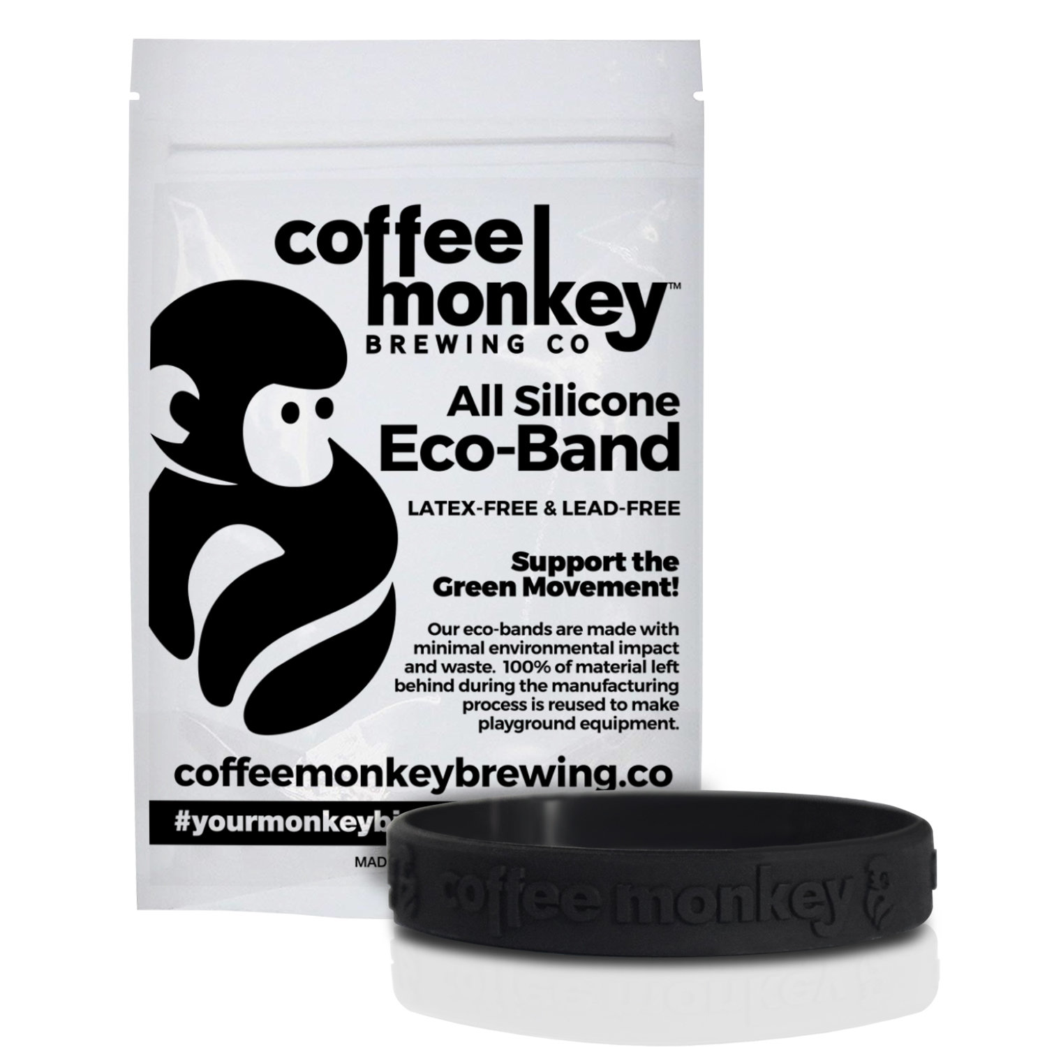 Coffee Monkey Embossed Silicone Eco-Band 2