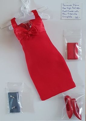 The High Fashion Red Dress with Bow Ensemble
