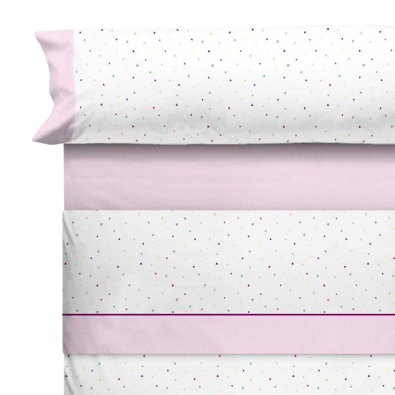 Juego de sábanas Franela MOD. LUPA ROSA cama 180 cm.