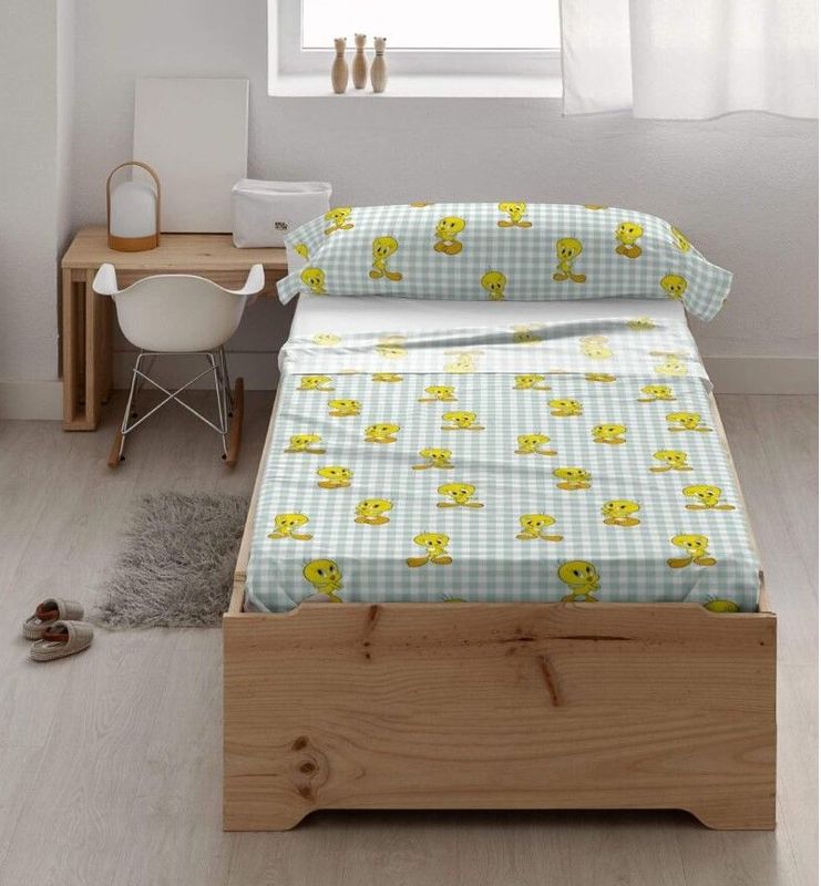 Juego de sábanas MOD. TWEETY VICHY 105 CM. Juego de sábanas MOD. TWEETY VICHY 105 CM.