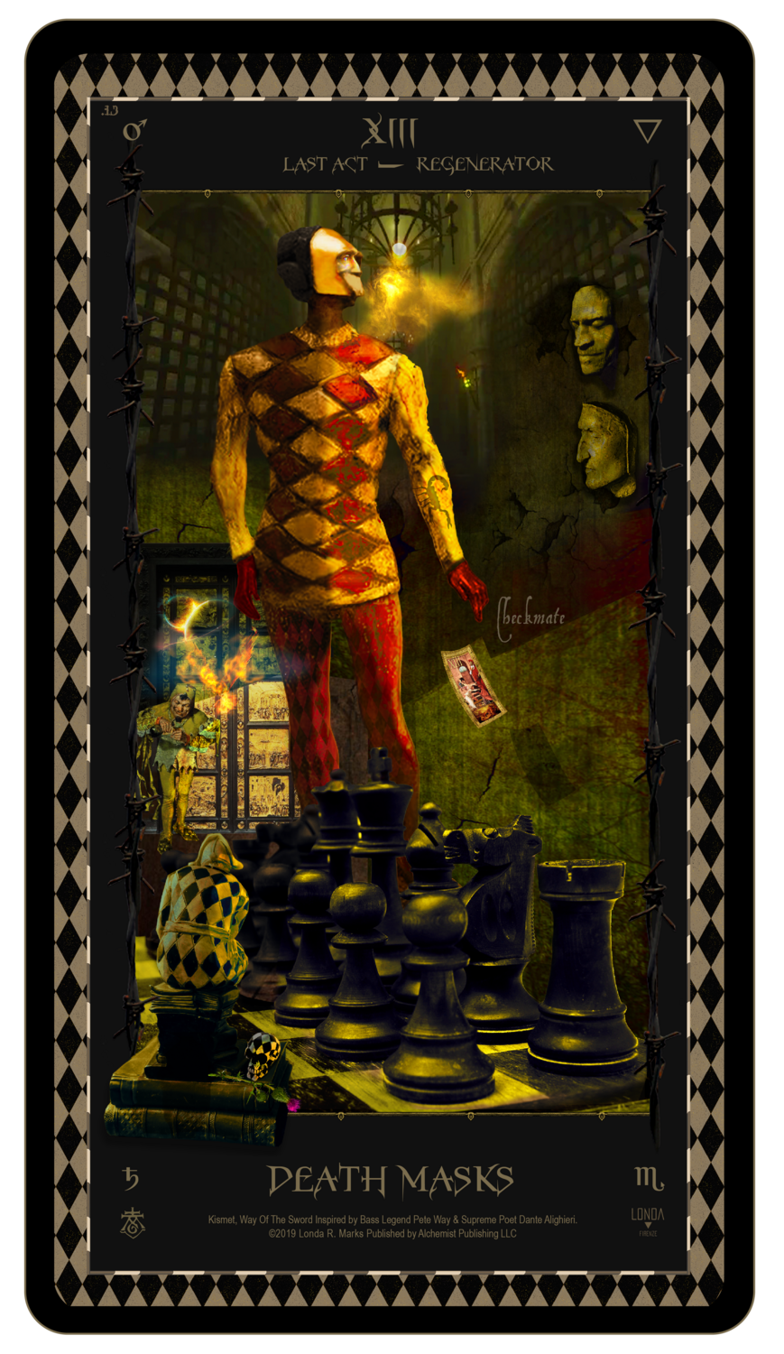 &quot;Kismet, Way Of The Sword,&quot; Digital Tarot Card: XIII Death Masks