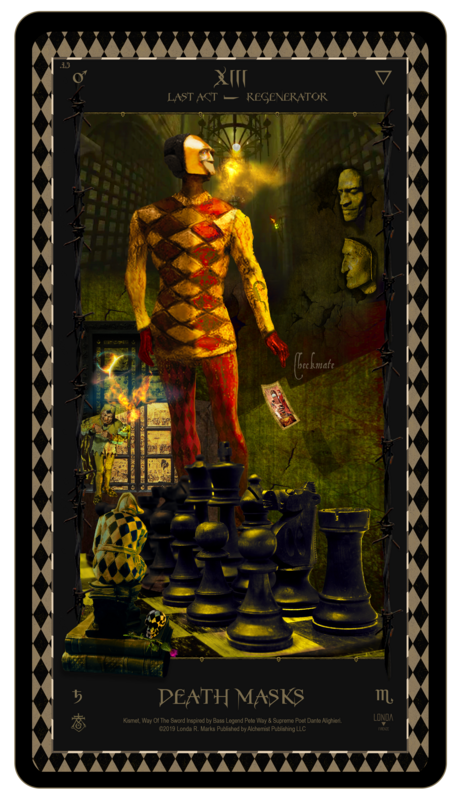 &quot;Kismet, Way Of The Sword,&quot; Digital Tarot Card: XIII Death Masks