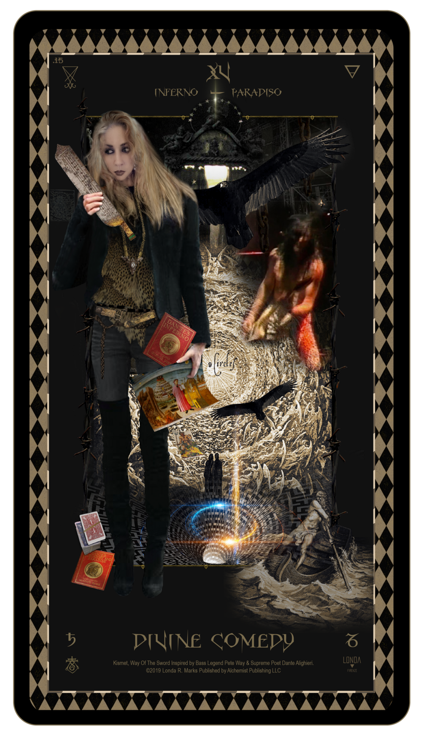 &quot;Kismet, Way Of The Sword,&quot; Digital Tarot Card: XV Divine Comedy