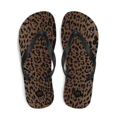 Leopard Print Flip Flops