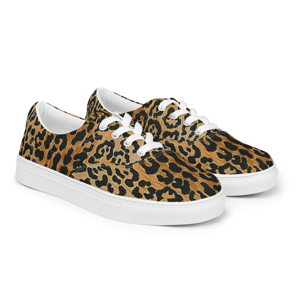 Women&#39;s Lace-up Leopard Print Canvas Shoes