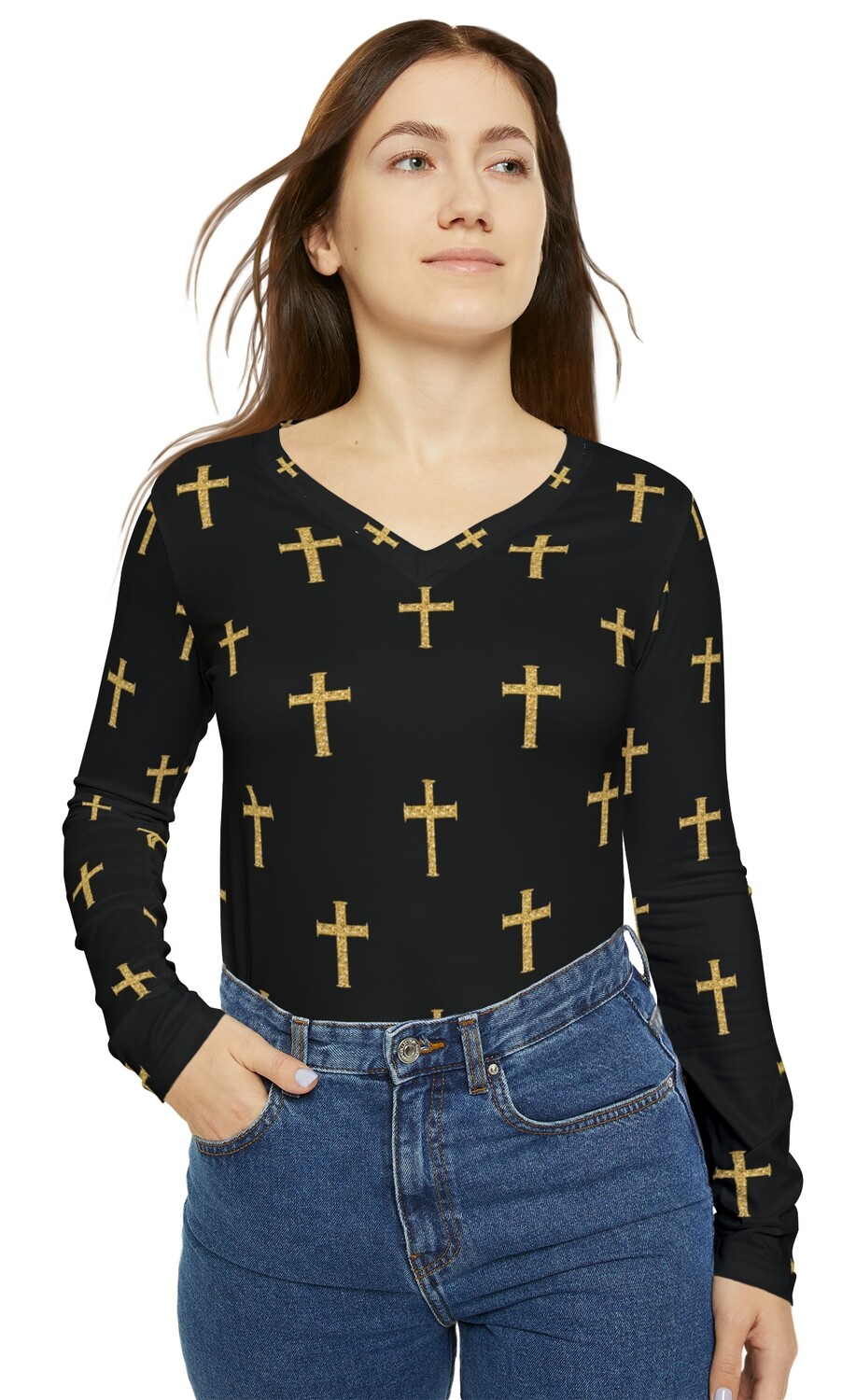 Transcending, Women&#39;s Long Sleeve V-neck Shirt