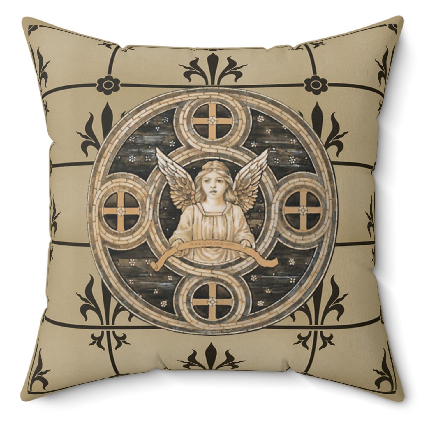 Peace, Love, Prosperity, Faux Suede Pillow