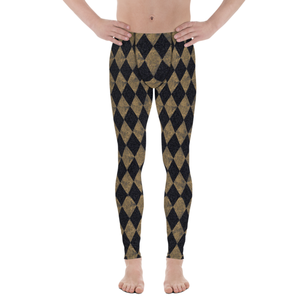Men&#39;s Leggings - Black &amp; Gold Diamonds