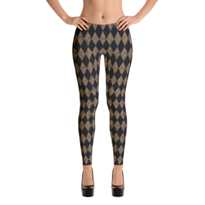 Women&#39;s Leggings - Black &amp; Gold Diamonds