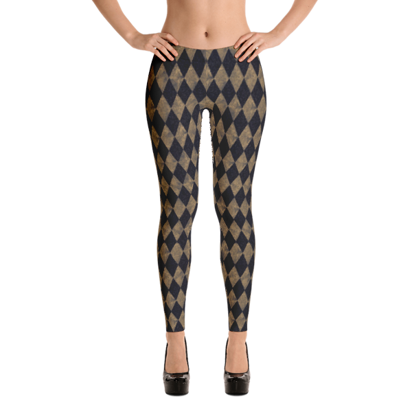 Women&#39;s Leggings - Black &amp; Gold Diamonds